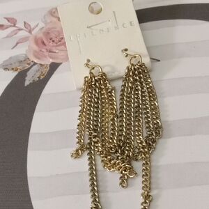Gold Tone Influence Chain Earrings Vintage